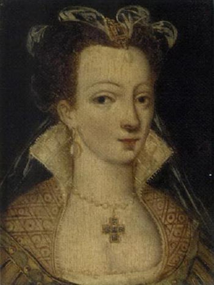 Portrait of a lady in an embroidered chemise by Attributed to Francois Clouet