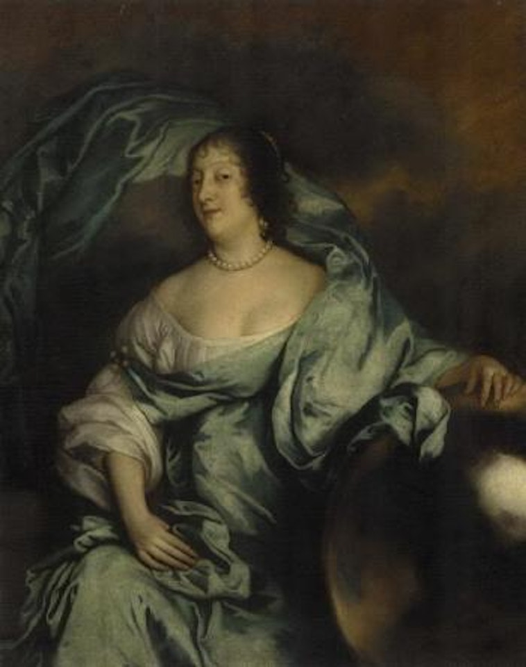 Portrait of Rachel, Countess of Southampton, as Fortune, seated in a white dress by Anthony van Dyck
