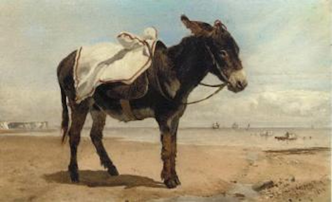 Donkey on a beach by Thomas Sidney Cooper