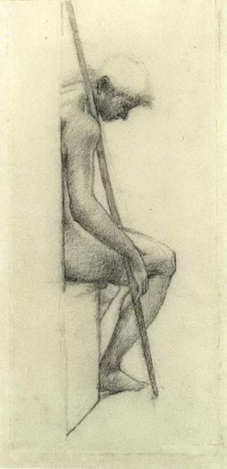 Study from the nude for a sleeping guard in Council Chamber by Edward Coley Burne-Jones