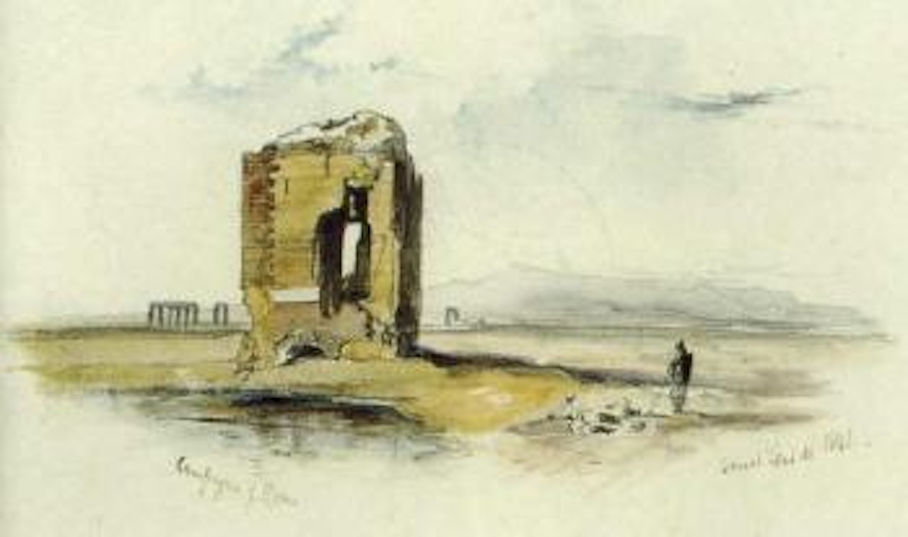 Baths of Agrippa in the Roman Campagna, Italy by Edward Lear