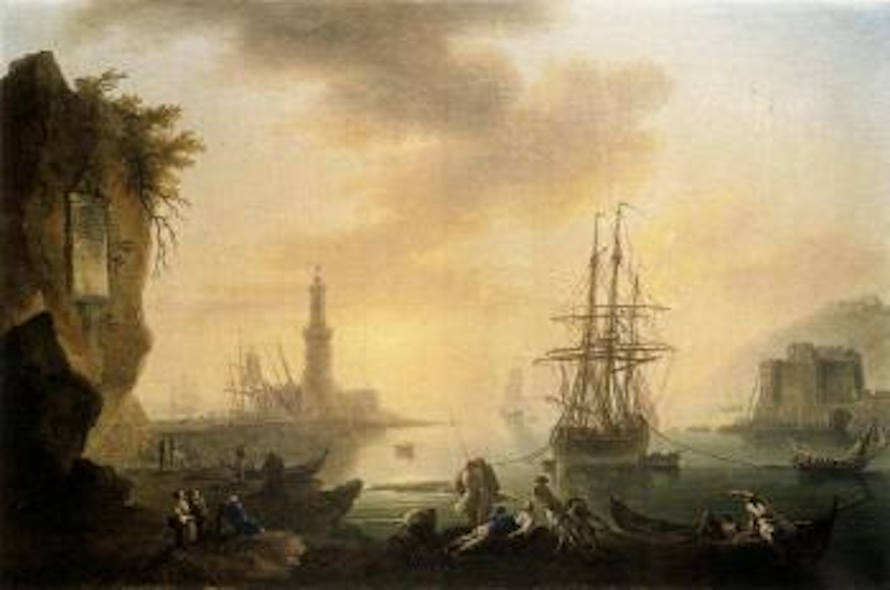 Soleil couchant par un temps brumeux. Marine midi by Claude Joseph Vernet