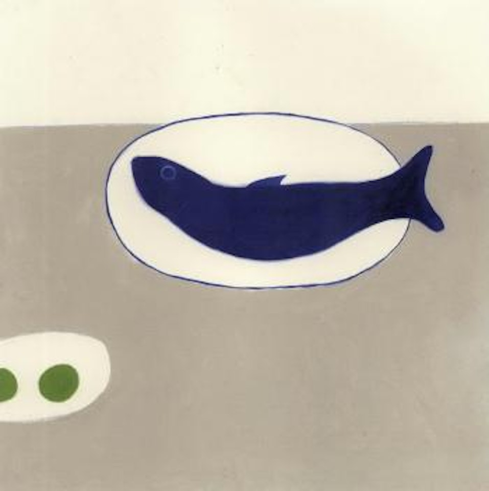 Blue fish on a plate by William Scott