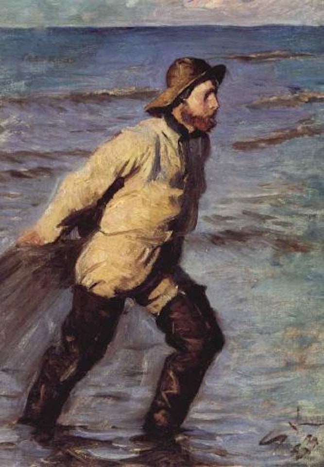 Fisherman pulling in the net at Skagen Nordstrand by Peder Severin Kröyer