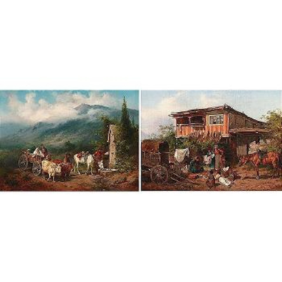 Travellers stopping by a water well. Gipsies by Konstantin Nikolaivich Filippov