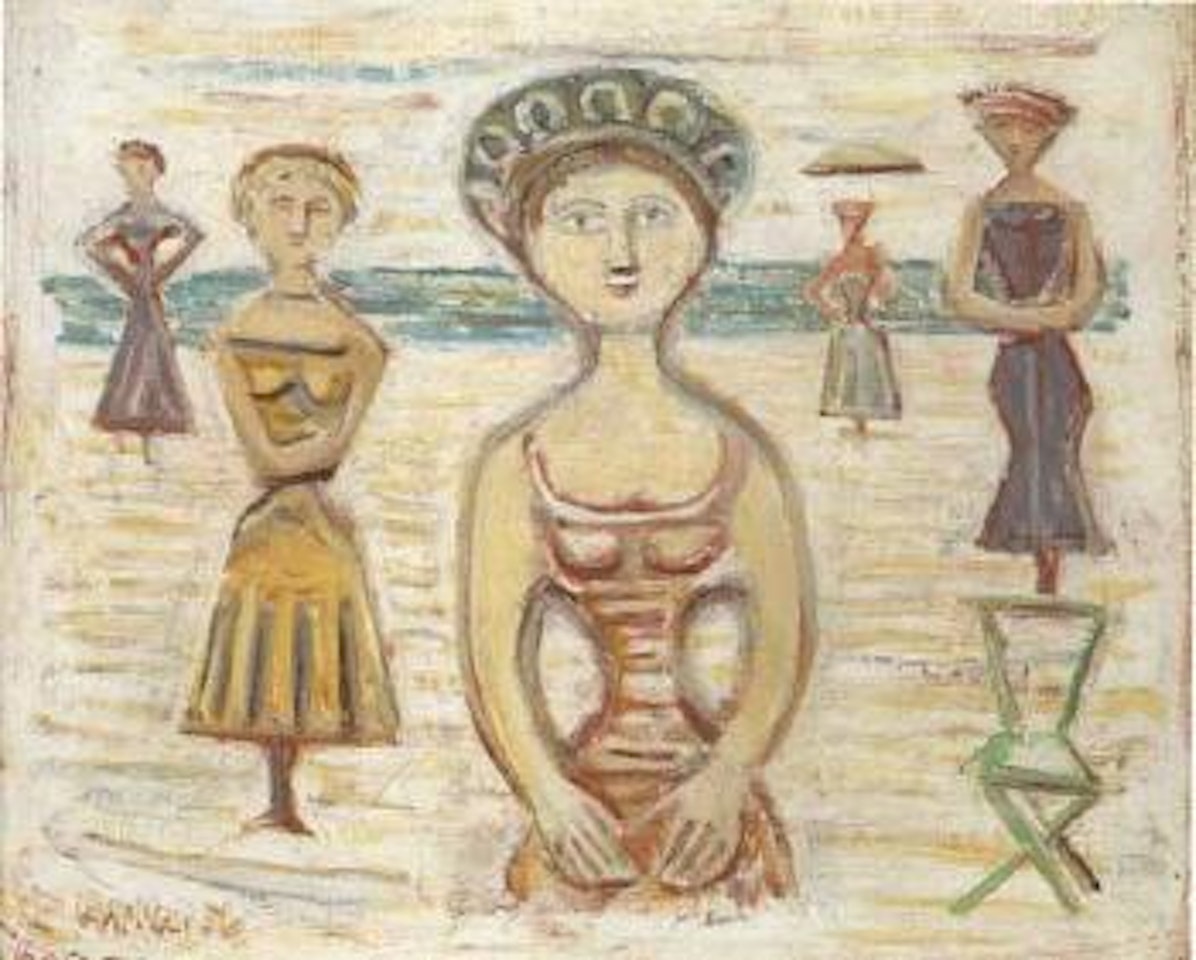 Five women at the seaside by Massimo Campigli
