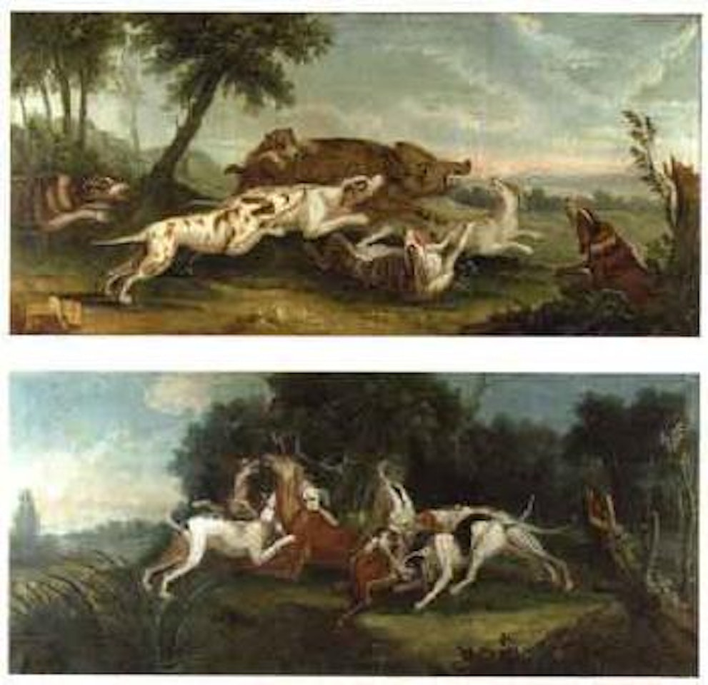 L'attaque du cerf. L'attaque du sanglier by Jean-Baptiste Oudry