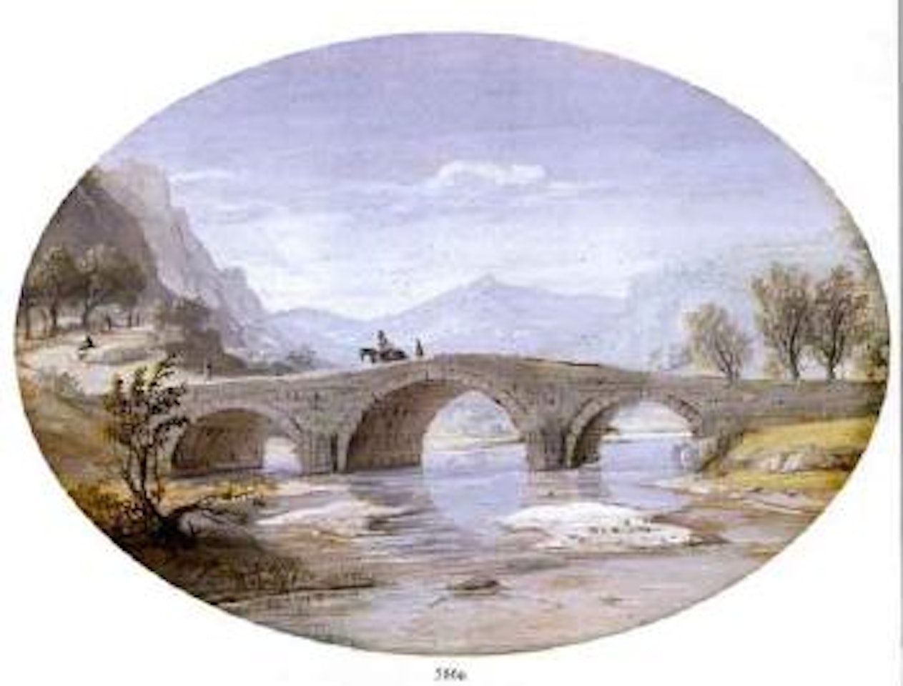 River landscape with bridge. View of fantastic village by Gaspar van Wittel