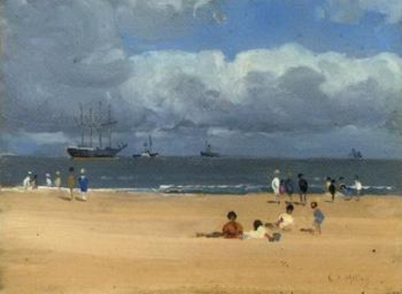 Figures on Gorleston Beach by Campbell Mellon