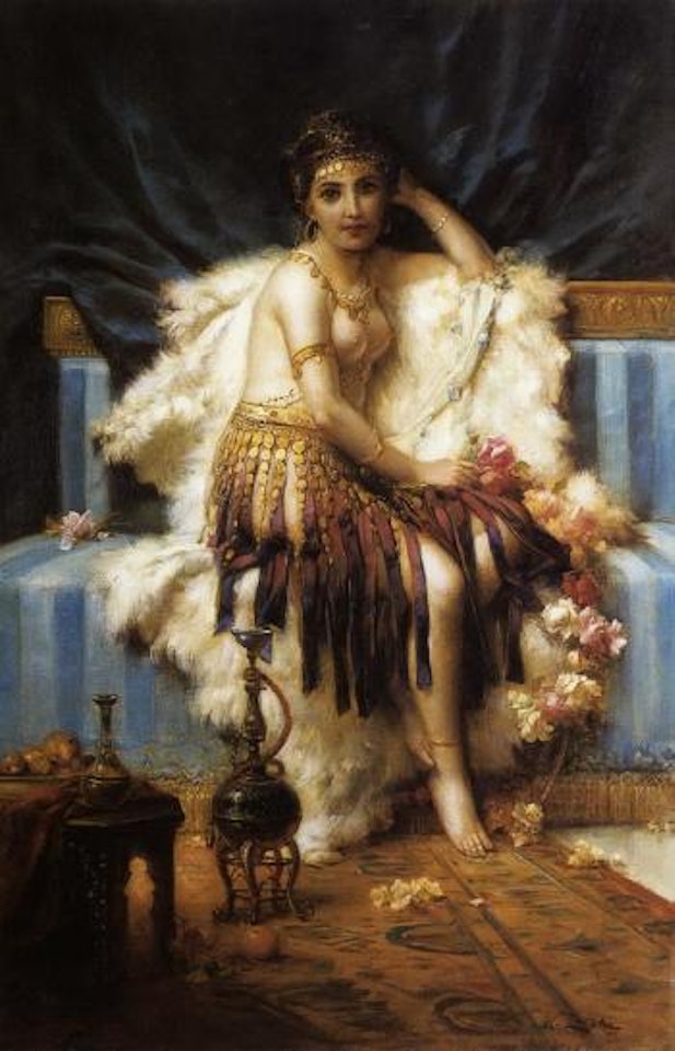 Beaute aux fleurs et narghile by Hans Zatzka