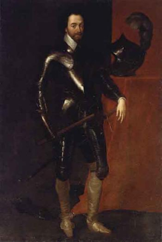 Portrait of Sir Charles Harbord in armour holding a baton by English School