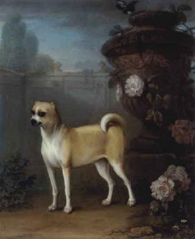 Pug beside an classical urn by John Wootton