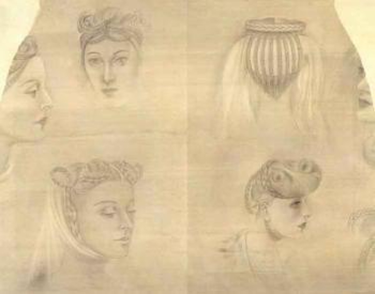 Untitled - staudies of hairstyle - Elaine de Koonig as model by Willem de Kooning