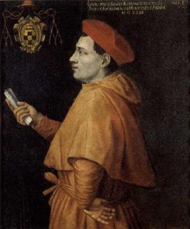 Portrait of the Cardinal Givanni Battista Pallavicini holding a letter by Italian School