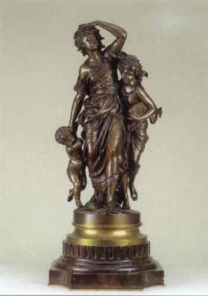 Young woman watching with her two children by Mathurin Moreau