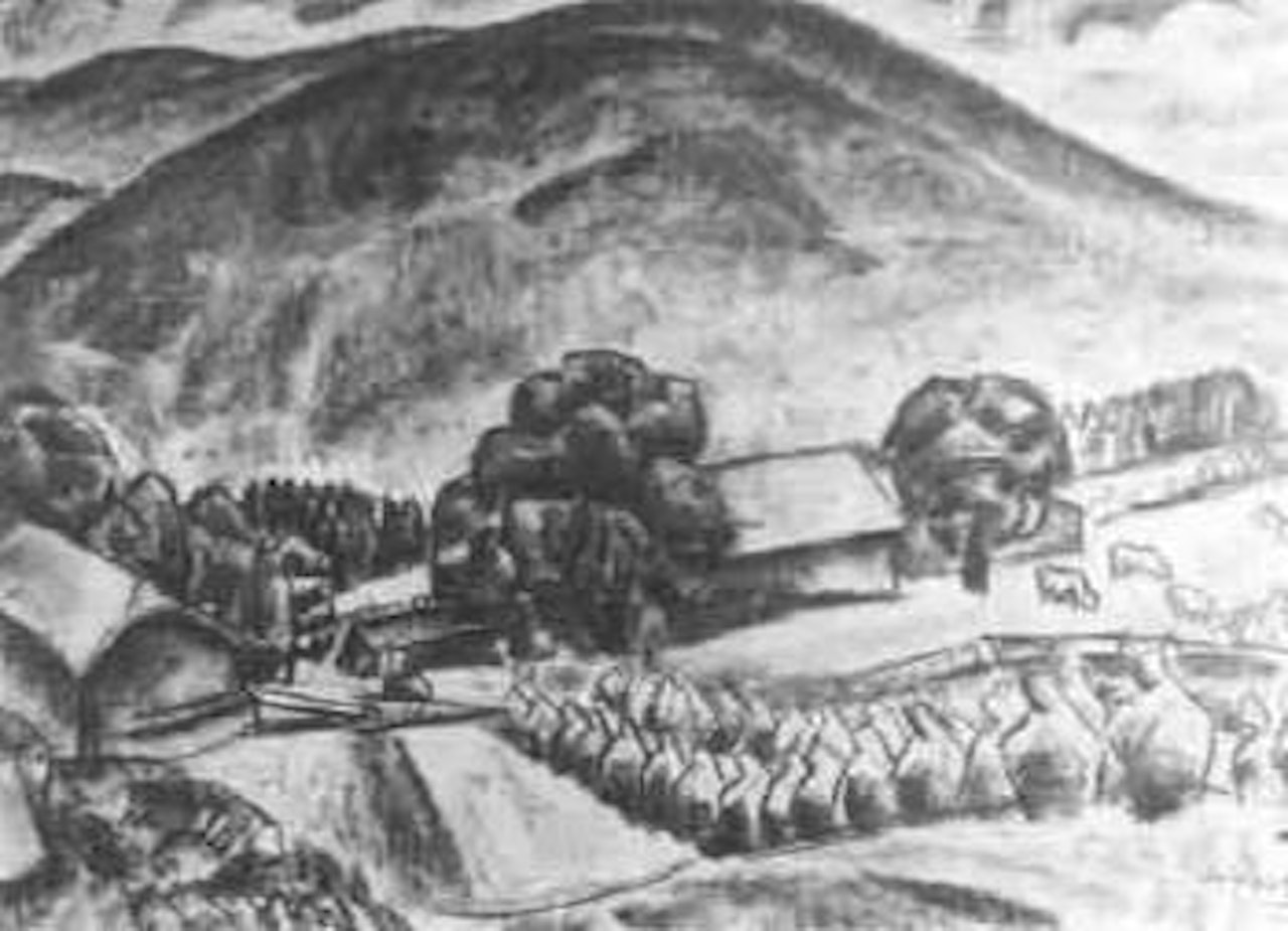 Village on the hill by Leo Gestel