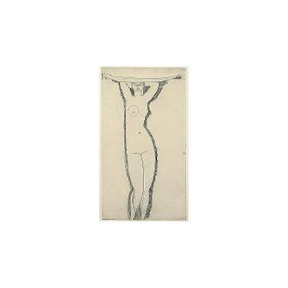 Cariatide supportant une vasque, les avant-bras derriere la tete by Amedeo Modigliani