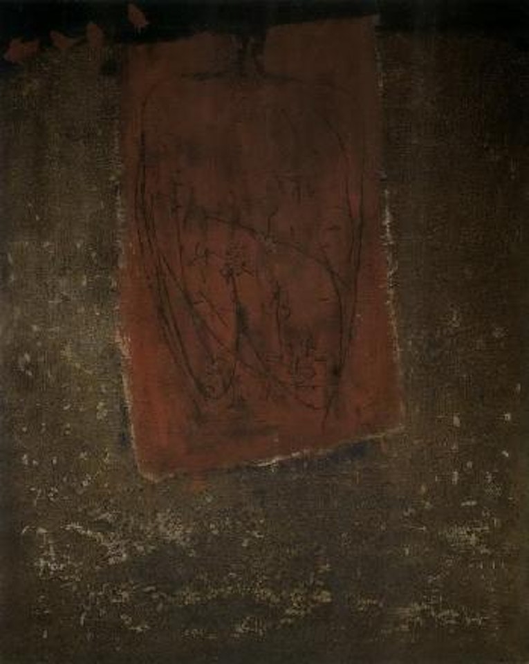 Figure landscape in red by Antoni Tapies