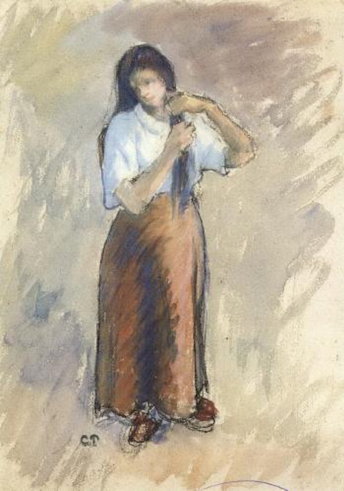 Jeune femme nouant ses cheveux by Camille Pissarro