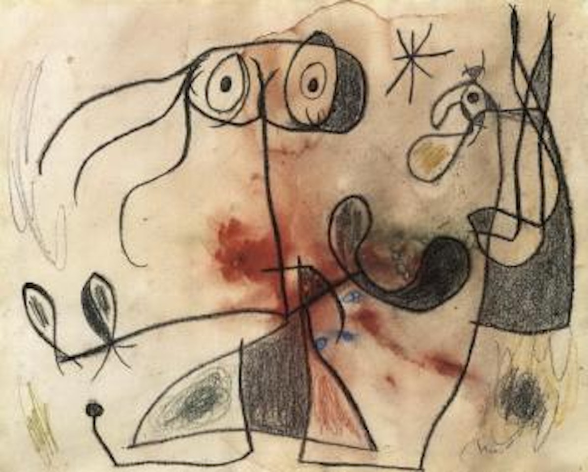 Femme a la Chevelure defaite devant l'oiseau du nuit by Joan Miró