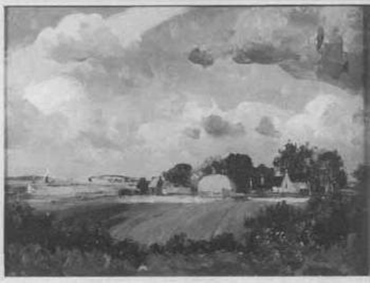 Farmstead Burgh Castle, Breydon Water mid distance by Campbell Mellon