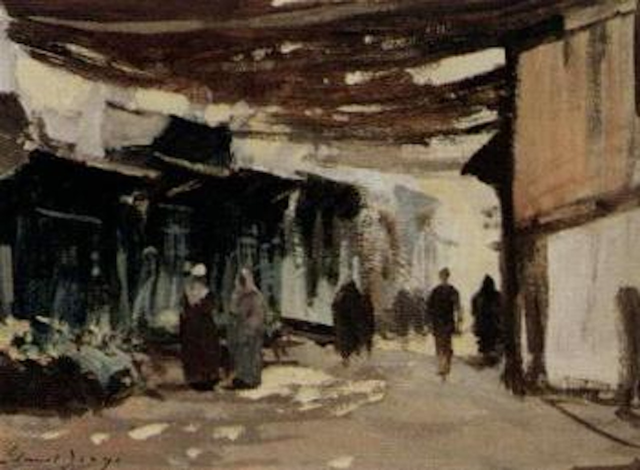 Sunlight and shadow - the souk, Marrakech by Edward Seago