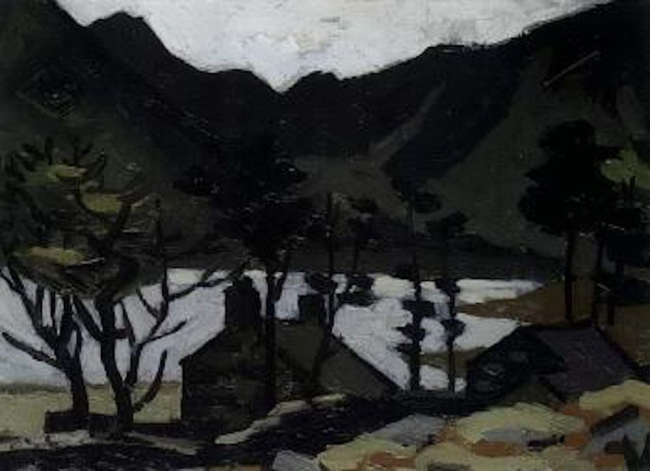 Cottages and trees by Kyffin Williams