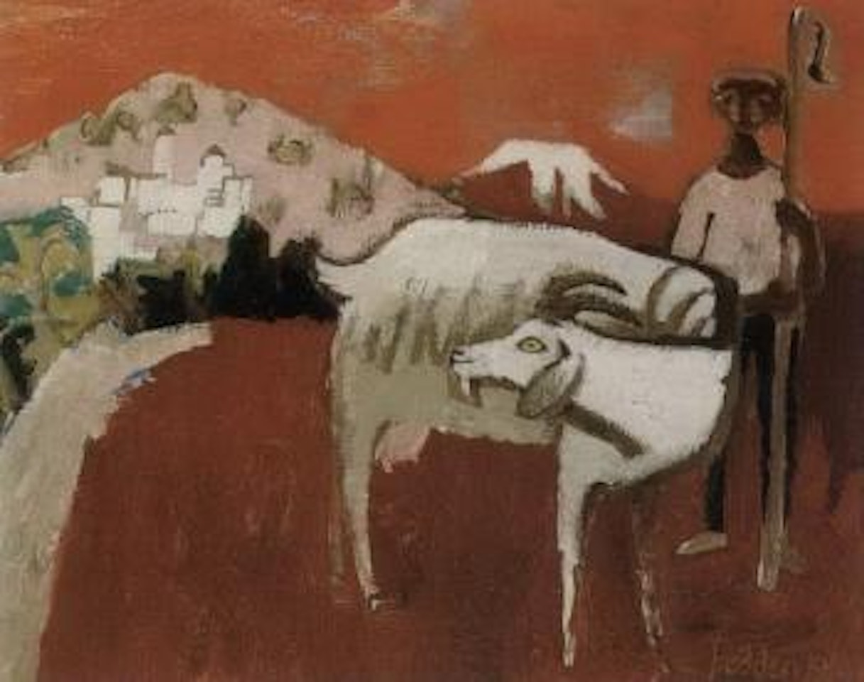 Boy with goat by Mary Fedden