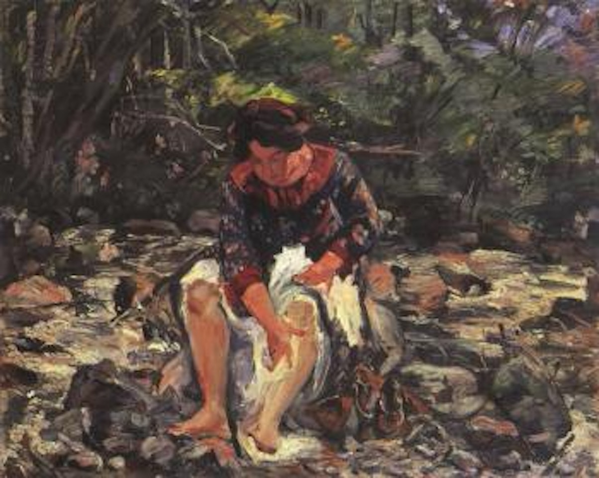 Girl at a forest stream by Lovis Corinth