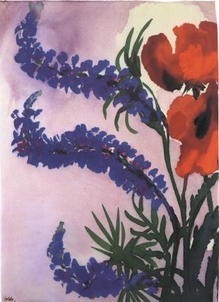 Larkspur and poppy by Emil Nolde