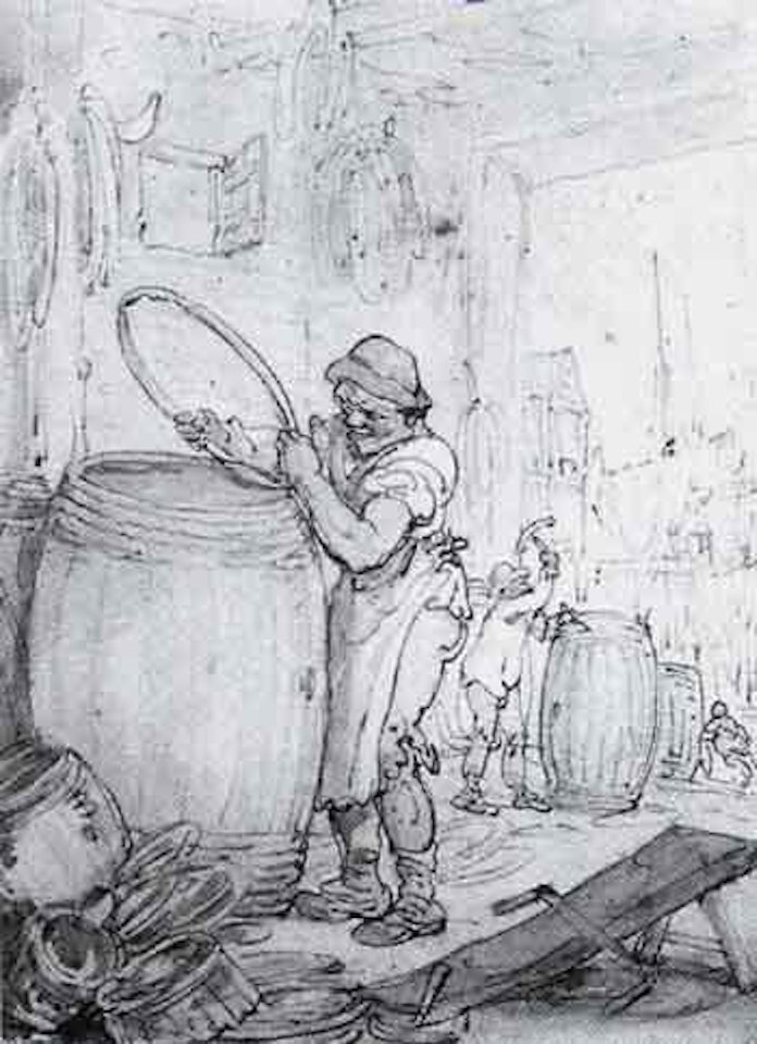 Study of a cooper and his assistant by Thomas Rowlandson