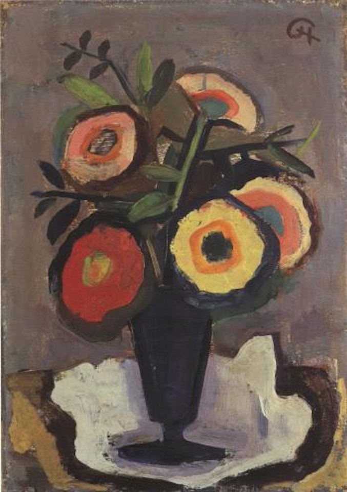 Still life with blue vase by Karl Hofer