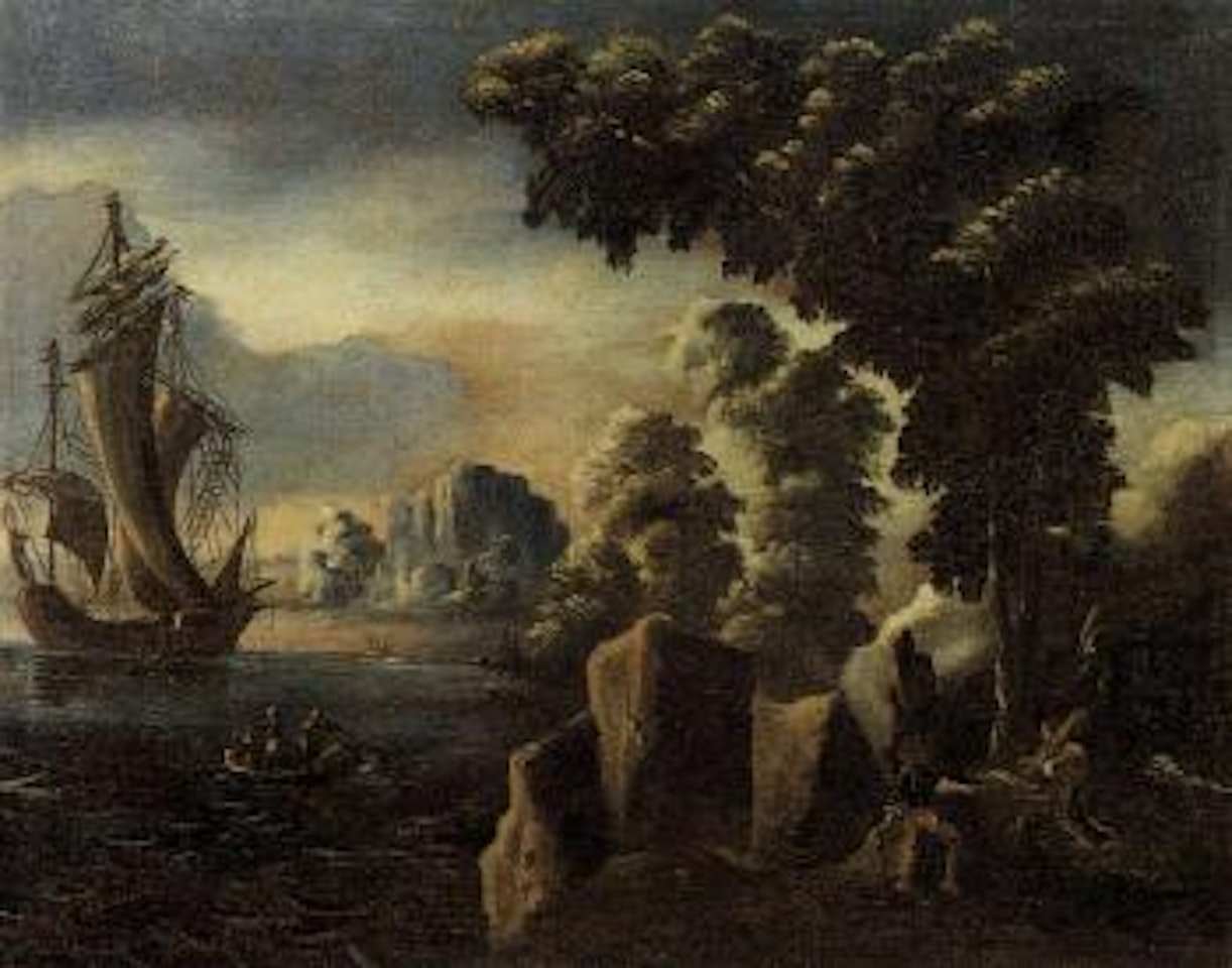 Seascape with ship by Flemish School