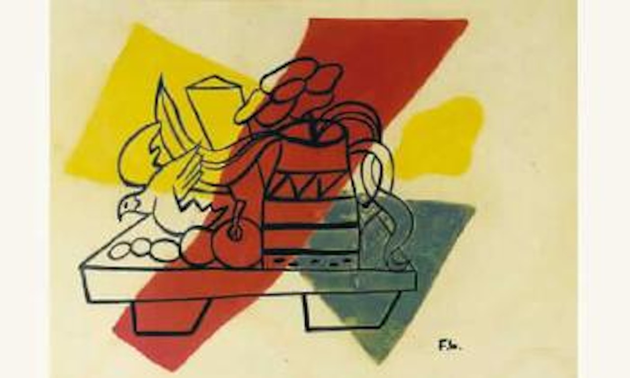 Nature morte au vase de fleurs et oiseau by Fernand Leger