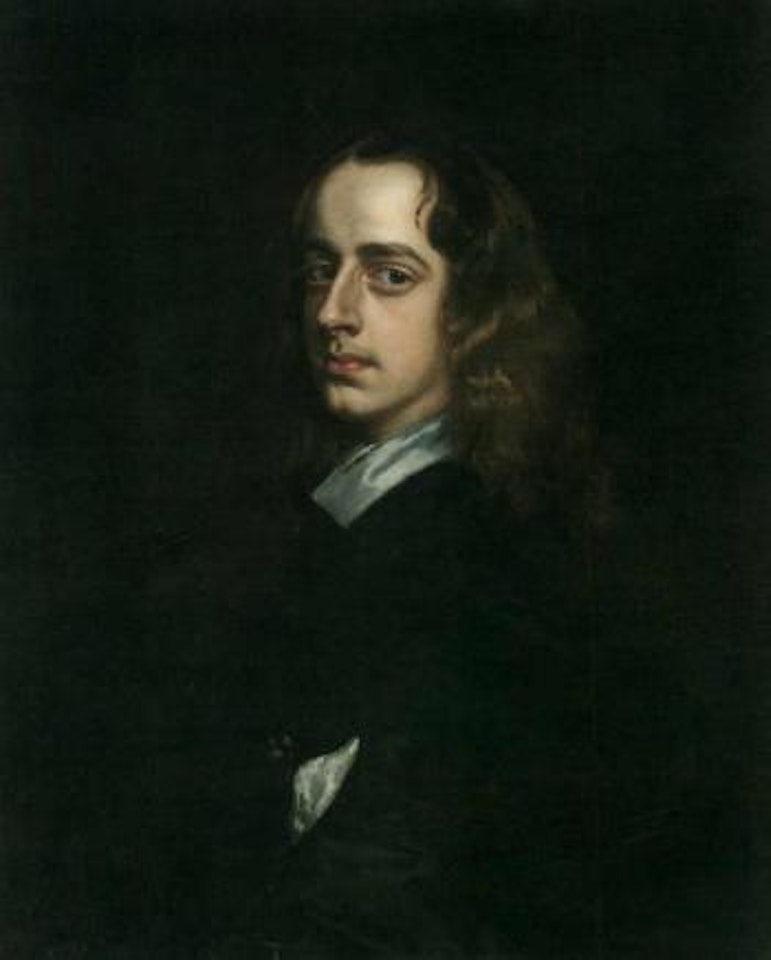 Portrait of the Hon Samuel Crewe in a black coat and white collar by Sir Peter Lely