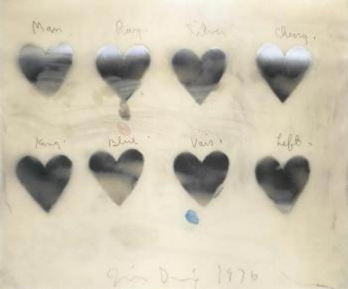 Silver hearts by Jim Dine