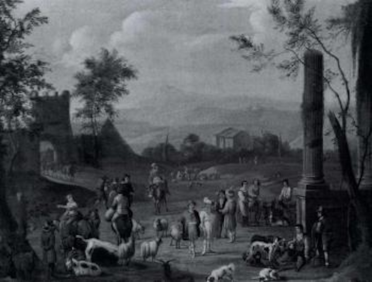 Village scene by Italian School
