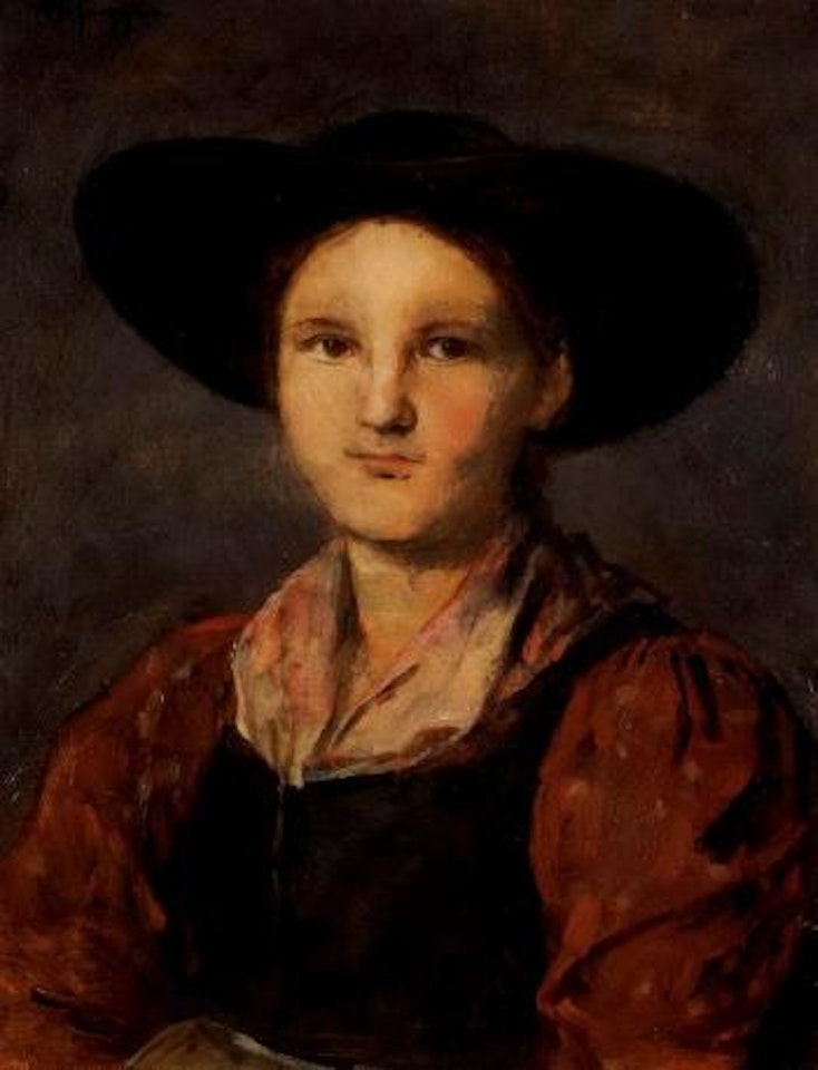Girl wearing head by Franz von Defregger