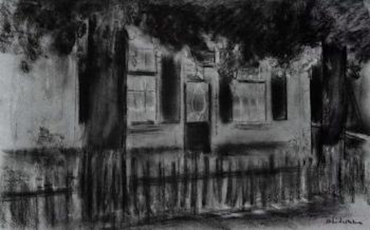 Dutch house behind trees by Max Liebermann