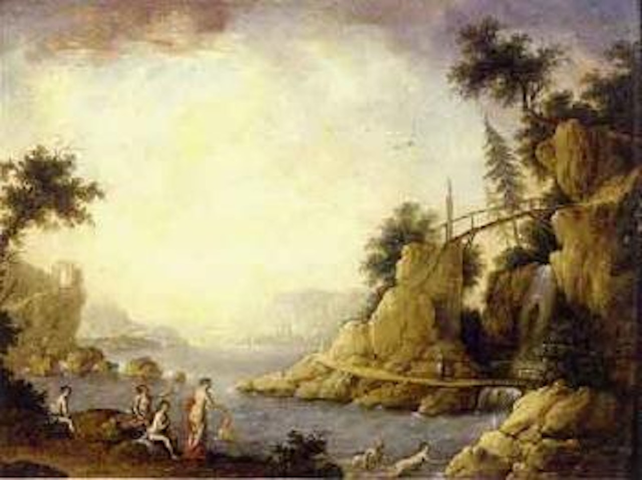 Paysage avec baigneuses by French School