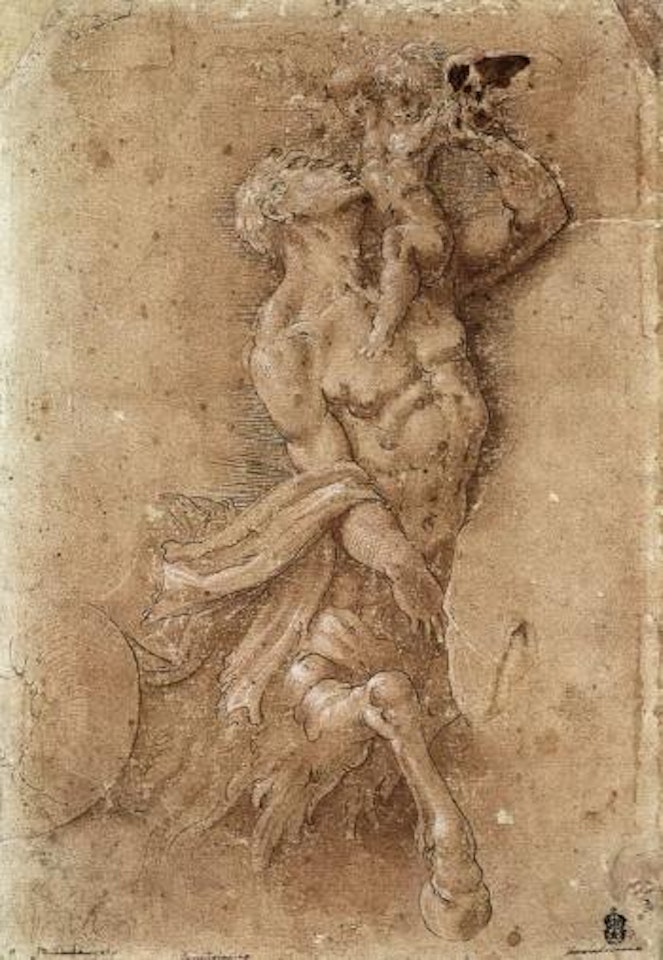 Triton holding a putto by Giulio Campi