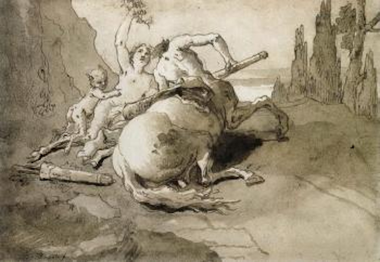 Centaur garlanded by a satyress and a faun by Giovanni Battista Tiepolo