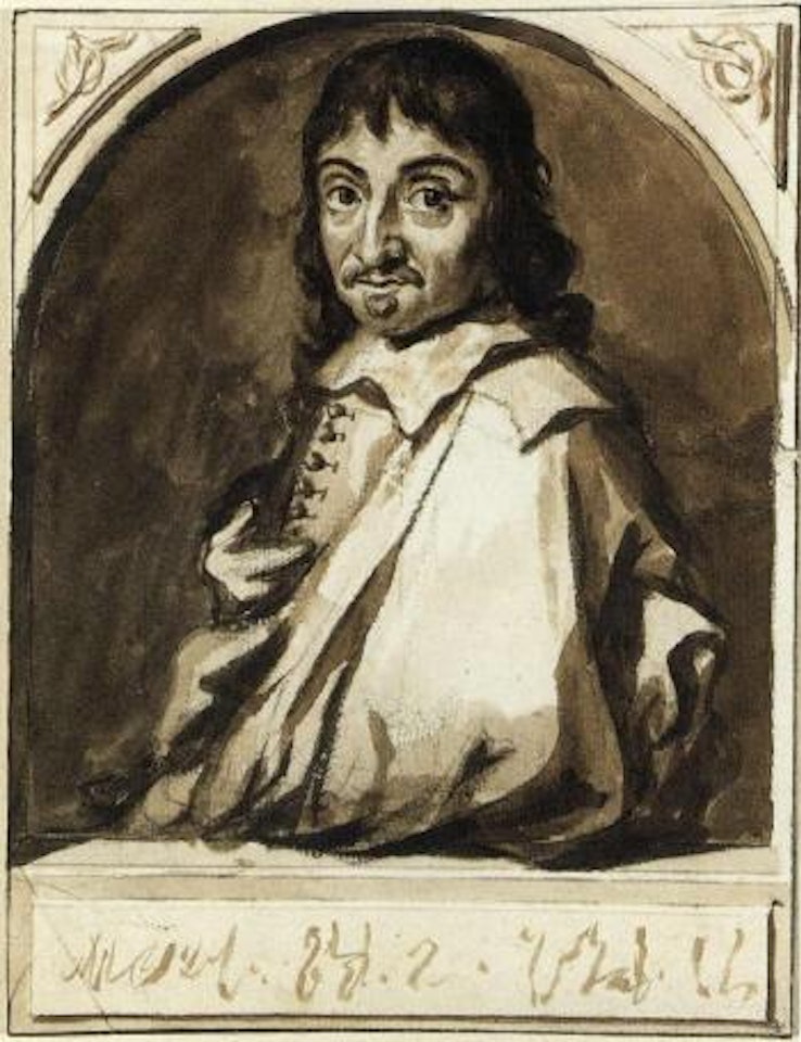 Portrait of Rene Descartes, leaning on a ledge by Jan de Bisschop