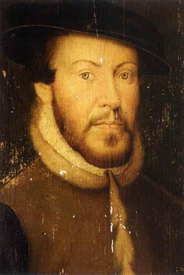 Portrait of gentleman wearing a brown doublet by Attributed to Francois Clouet
