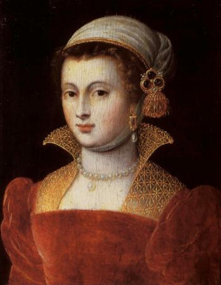 Portrait of a lady in a red bodice by Attributed to Francois Clouet