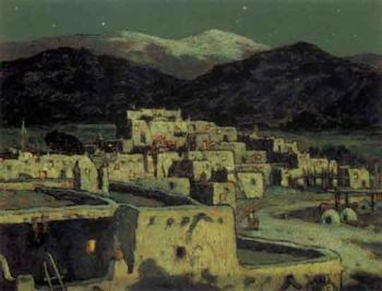 Taos Pueblo, Moonlight and Snow by E. Irving Couse