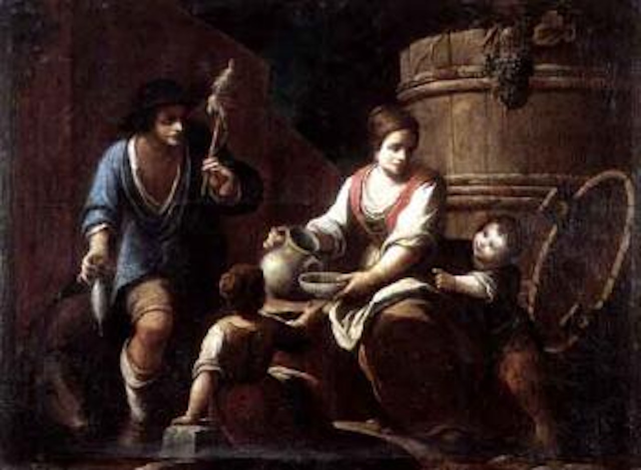 Le joueur de mandoline. La famille du fileur by Italian School