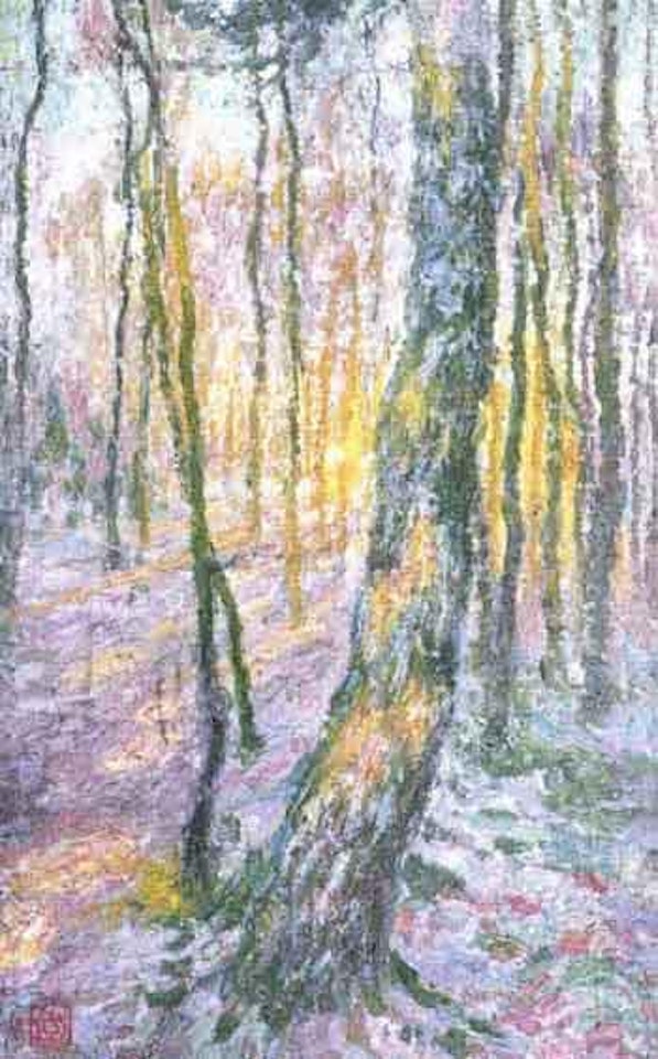 Arbres au coucher de soleil by Leon de Smet