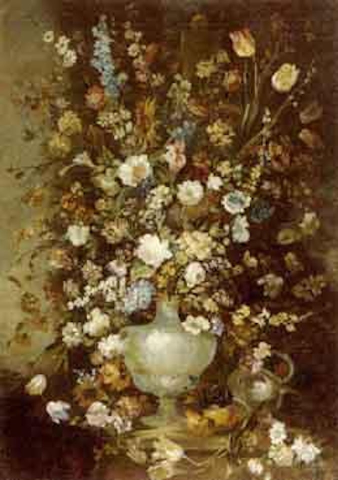 Still life in painted porcelain vase by Italian School