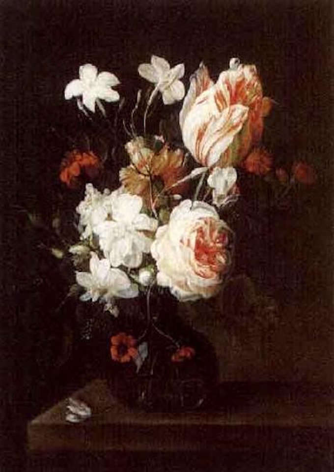 Still life of flowers in glass vase by Dutch School